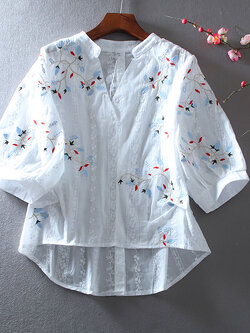 เสื้อลินิน เสื้อผ้าฝ้ายลินิน เสื้อเชิ้ตผ้าลินิน ปักลายสวยๆด้วยด้าย สไตล์VINTAGE BY Dreamroom