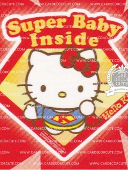( ลด 5 % ) HELLO KITTY - สติกเกอร์ป้ายเตือนในรถสุญญากาศ SUPER BABY INSIDE