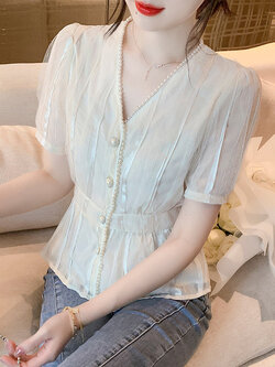 เสื้อลูกไม้ แขนสั้น