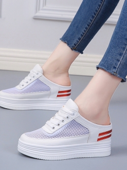 รองเท้าผ้าใบเสริมส้นสูง รองเท้าผ้าใบเสริมส้นสูงสไตล์เกาหลี ส่งฟรี EMS