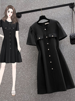 เดรสแขนสั้น มีไซส์ L-4XLอก 38-47 นิ้ว ใส่ได้ทั้งสาวหุ่นดีน่ารักจนถึงสาวอวบพลัสไซส์