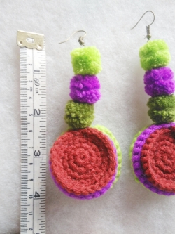 Bancrochet ต่างหูถักโครเชต์ crochet earring หลากสี 4-6 นิ้ว