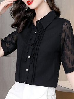 เสื้อชีฟอง เสื้อแฟชั่นสุภาพสตรีวัยผู้ใหญ่ มีไซต์ อก34นิ้ว-43นิ้ว