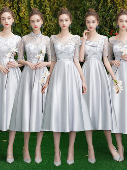 ชุดเพื่อนเจ้าสาว ชุดไปงานแต่งงาน ชุดเพื่อนเจ้าสาวสีเทา