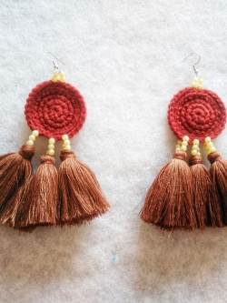 ต่างหูถักโครเชต์ crochet earrings หลากสี 5 นิ้ว
