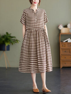 เดรสลินิน เดรสลินินเก๋ๆ เดรสผ้าฝ้าย เดรสลินินแขนสั้น ลายดอก BY LININ