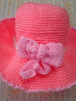 หมวกโครเชต์ชมพู