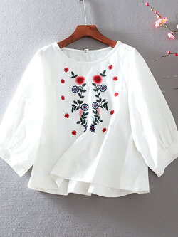 เสื้อลินิน เสื้อผ้าฝ้ายลินิน เสื้อเชิ้ตผ้าลินิน ปักลายสวยๆด้วยด้าย สไตล์VINTAGE BY Dreamroom