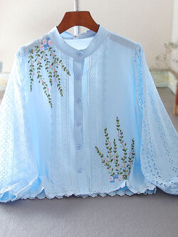 เสื้อลินิน เสื้อผ้าฝ้ายลินิน เสื้อเชิ้ตผ้าลินิน ปักลายสวยๆด้วยด้าย สไตล์VINTAGE