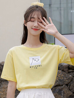 เสื้อผ้าวัยรุ่นเกาหลี เสื้อยืดวัยรุ่นผู้หญิง มีขนาด S M L XL