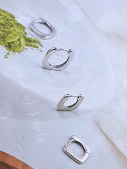 ต่างหูเงินแท้ S925 รุ่น Gentle ต่างหูห่วง4เหลี่ยม มินิมอล 2ขนาด ตุ้มหูเงินแท้ทั้งชิ้น Silver925