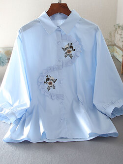 เสื้อลินิน เสื้อผ้าฝ้ายลินิน เสื้อเชิ้ตผ้าลินิน ปักลายสวยๆด้วยด้าย สไตล์VINTAGE