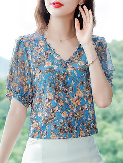 เสื้อชีฟอง เสื้อแฟชั่นสุภาพสตรีวัยผู้ใหญ่ มีไซต์ อก34นิ้ว-43นิ้ว