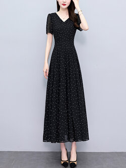 เดรสสีดำ ชุดเดรสคนอ้วน ชุดเดรสสาวพลัสไซส์ XL-5XL