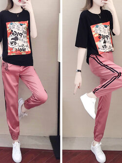 ชุดวอร์ม สูทเกาหลี Jumpsuit ชุดจั้มสูท ชุดเซท 2 ชิ้น ชุดกีฬาผู้หญิง ชุดออกกำลังกาย เสื้อกันหนาว ชุดวอร์มคู่