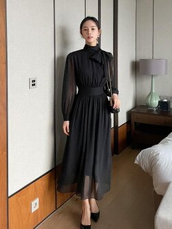 เดรสสีดำสุภาพ เรียบหรู ดูดี เหมาะกับทุกโอกาส | เดรสผู้หญิงแฟชั่นสุภาพ