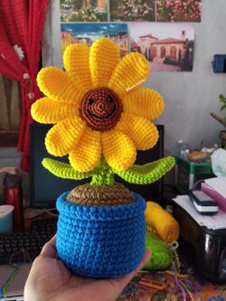 Bancrochet ดอกทานตะวันถักโครเชต์ crochet flower หลากสี 8*5.5