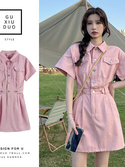 เดรสแขนสั้นมีไซส์L-4XLอก38-47นิ้ว