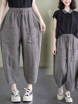 กางเกงผ้าลินิน กางเกงผ้าลินินหญิง กางเกงผ้าลินิน เอว ยางยืด