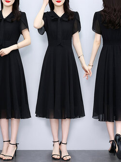 เดรสสีดำ ชุดเดรสคนอ้วน ชุดเดรสสาวพลัสไซส์ XL-5XL