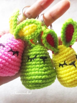 พวงกุญแจกระต่าย 3 นิ้ว rabbits amigurumi crochet keychain 3 inches
