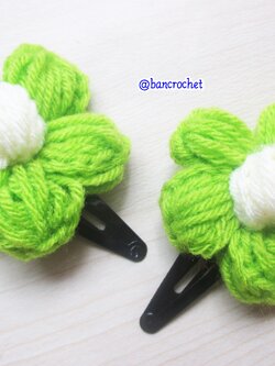 Bancrochet กิ๊บดอกไม้ถักโครเชต์ฟูๆ crochet Flowers หลากสี 5 cm