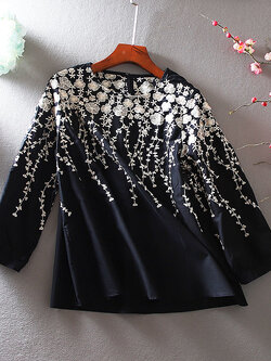 เสื้อลินิน เสื้อผ้าฝ้ายลินิน เสื้อเชิ้ตผ้าลินิน ปักลายสวยๆด้วยด้าย สไตล์VINTAGE