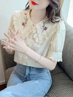 เสื้อลูกไม้ แขนสั้น