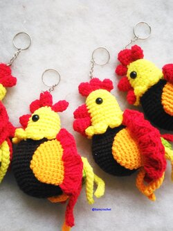 Bancrochet ไก่ถักโครเชต์ crochet chicken doll หลากสี 5 นิ้ว