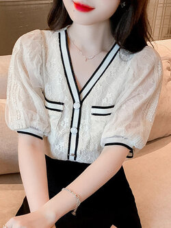 เสื้อลูกไม้ แขนสั้น