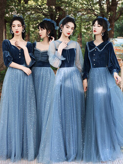 ชุดเพื่อนเจ้าสาวสีฟ้า ชุดเพื่อนเจ้าสาว ชุดไปงานแต่งงาน