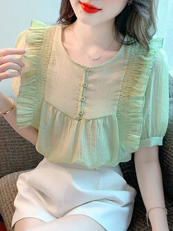 เสื้อลูกไม้ แขนสั้น