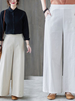 กางเกงผ้าลินิน กางเกงขายาว กางเกงผ้าลินินญี่ปุ่น กางเกงผ้าลินิน เอว ยางยืด By LZcotton and linen