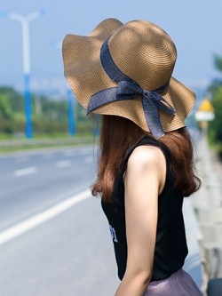 หมวกสาน หมวกสาน หมวกไปเที่ยงทะเล หมวกปานามาผู้หญิง