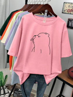 เสื้อยืดคอตตอน สกรีนลายน่ารัก มีหลากหลายสี ส่งฟรีทั่วไทย BY JIMIAO