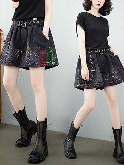 กางเกงยีนส์ขาสั้น กางเกงขาสั้น กางเกงขาสั้นเอวยืด By LZcotton and linen