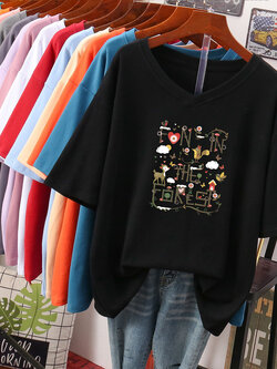 เสื้อยืดคอตตอน สกรีนลายน่ารัก มีหลากหลายสี ส่งฟรีทั่วไทย BY JIMIAO