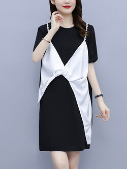 ชุดเดรสคนอ้วนแขนยาว ชุดเดรสคนอ้วนสไตล์เกาหลี เดรสแขนยาว