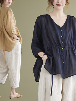 เสื้อลินินคนอ้วน เสื้อทีเชิ้ตคนอ้วนผู้หญิง เสื้อทีเชิ้ตตัวใหญ่ By Literary Plus size