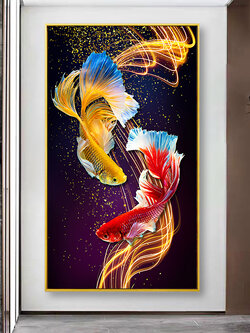 ชุดปักครอสติช รูปปลามงคล สอบถามขนาดและสั่งซื้อได้ที่ LINE