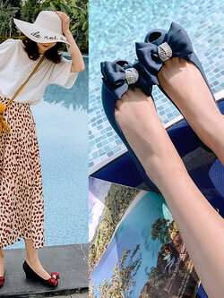 รองเท้าJelly กันน้ำกันฝน รองเท้าเจลลี่แบนพื้นผิวนุ่ม รองเท้าชายหาด รองเท้ายาง By Jelly