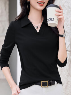 เสื้อยืดสีดำ แฟชั่น เสื้อยืด T-shirt สีดำ สวมใส่สบาย ไม่ร้อน