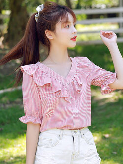 เสื้อลูกไม้ แขนสั้น