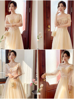 ชุดเพื่อนเจ้าสาวสีครีม ชุดเพื่อนเจ้าสาว ชุดไปงานแต่งงาน