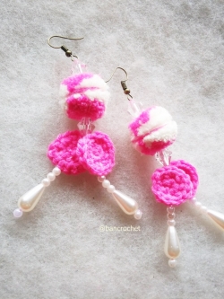 ต่างหูถักโครเชต์ crochet earrings หลากสี 4-6 นิ้ว