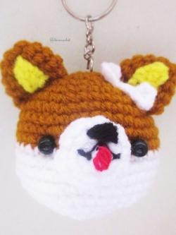 พวงกุญแจหัวตุ๊กตาหมาน่ารัก สูง 2 นิ้ว amigurumi crochet keychain