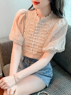 เสื้อลูกไม้ แขนสั้น