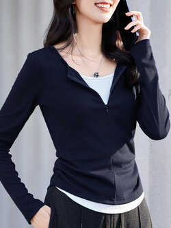 เสื้อยืดสีดำ แฟชั่น เสื้อยืด T-shirt สีดำ สวมใส่สบาย ไม่ร้อน