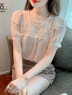 เสื้อลูกไม้ แขนสั้น