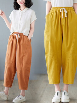 กางเกงผ้าลินิน กางเกงผ้าลินินหญิง กางเกงผ้าลินิน เอว ยางยืด